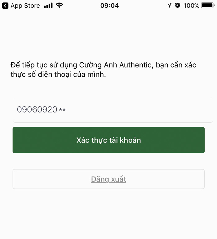 Xác thực tài khoản qua số điện thoại