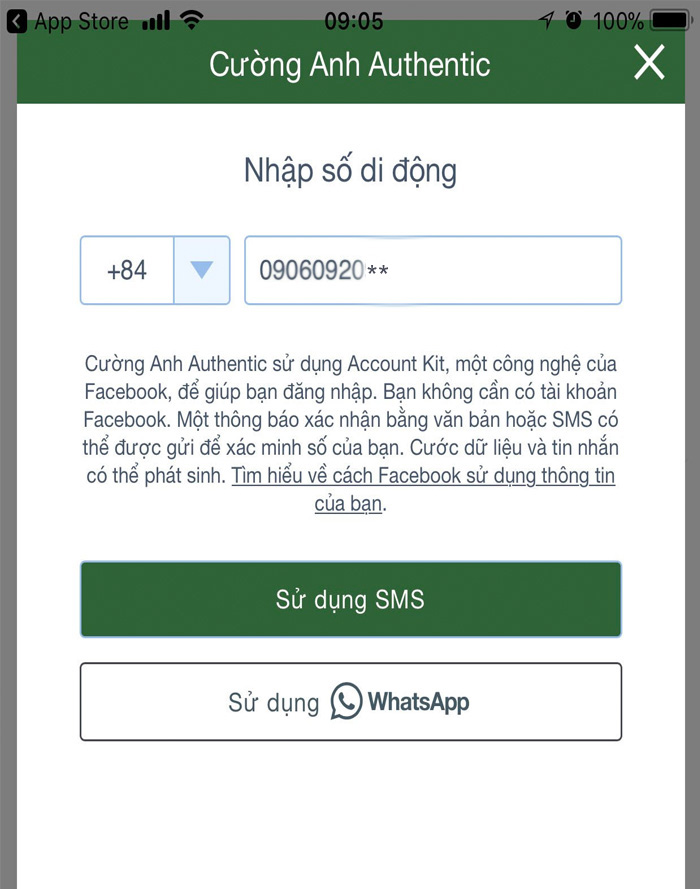 Lựa chọn mã vùng và cách thức xác nhận