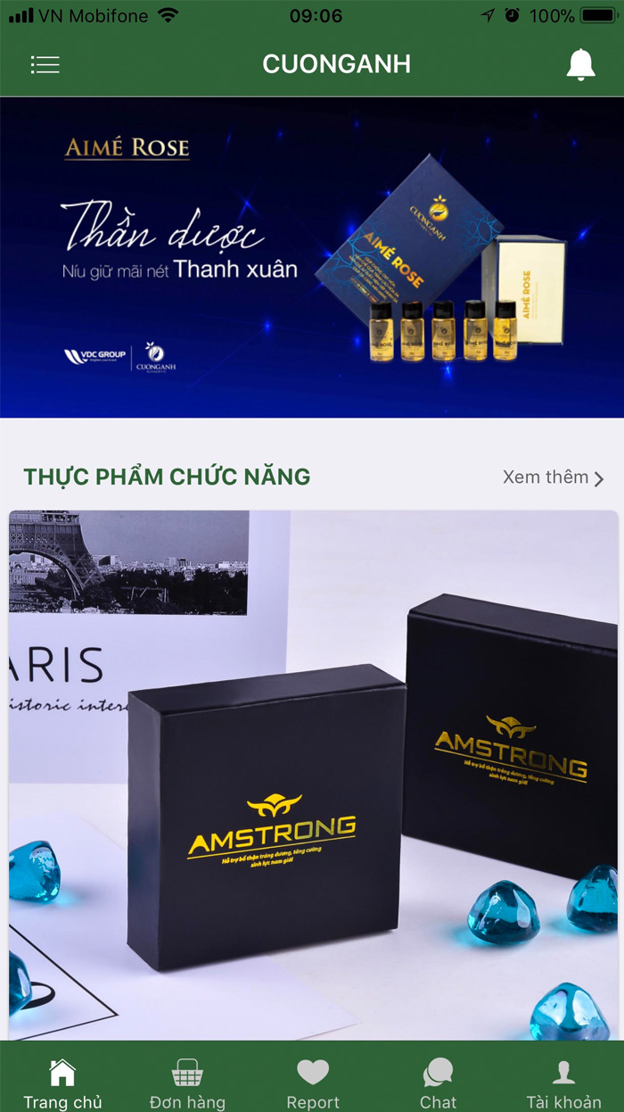 Màn hình giao diện chính của App CUONGANH